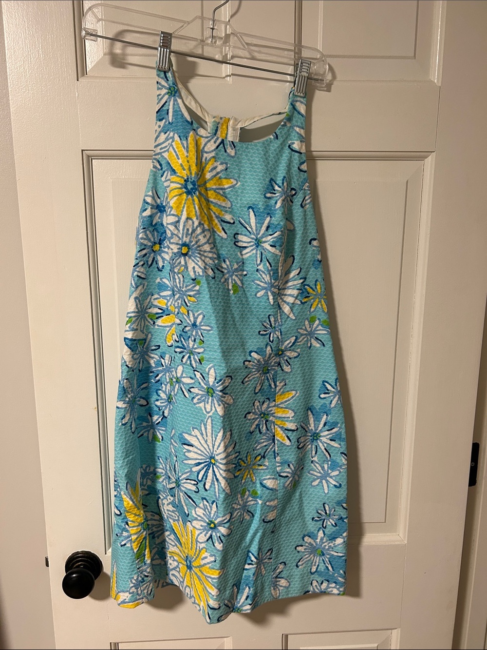 Lilly Pulitzer Turquoise Floral Mini Dress with Yellow & White Blooms